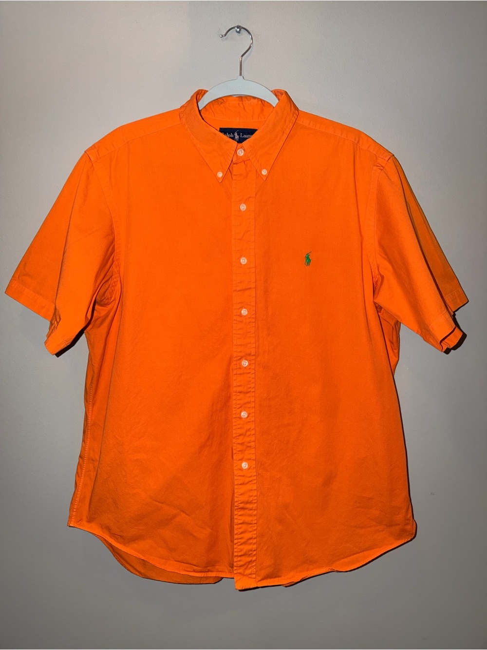 Ralph Lauren 100% cotton Men’s Bright Orange Short-Sleeve Button-Down Shirt